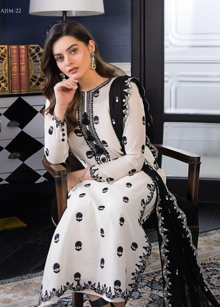 The Iqra & Minal Edit by Asim Jofa Embroidered Cotton Suits Unstitched 3 Piece AJ22IM AJIM-22 - Winter Collection