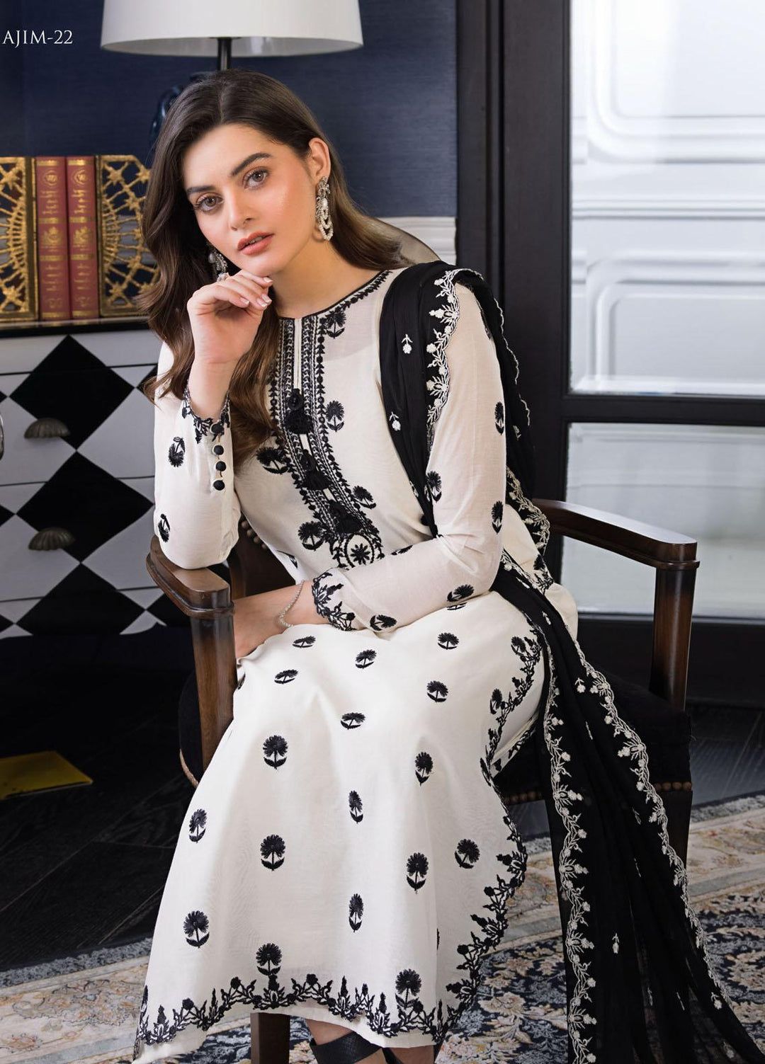 The Iqra & Minal Edit by Asim Jofa Embroidered Cotton Suits Unstitched 3 Piece AJ22IM AJIM-22 - Winter Collection