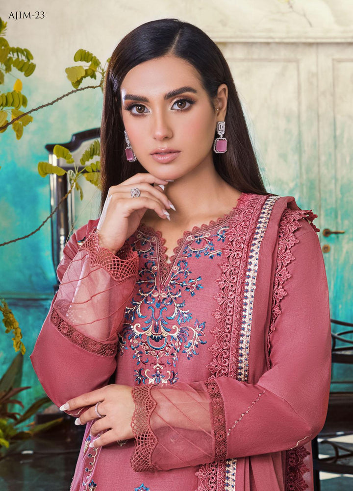 The Iqra & Minal Edit by Asim Jofa Embroidered Cotton Suits Unstitched 3 Piece AJ22IM AJIM-23 - Winter Collection