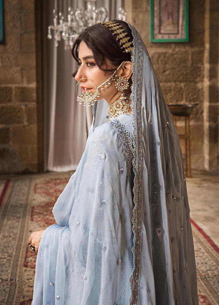 The Mughal Queen by Asim Jofa Embroidered Chiffon Unstitched Suit 3 Piece AJ23MQ AJMQ-08 - Eid Collection