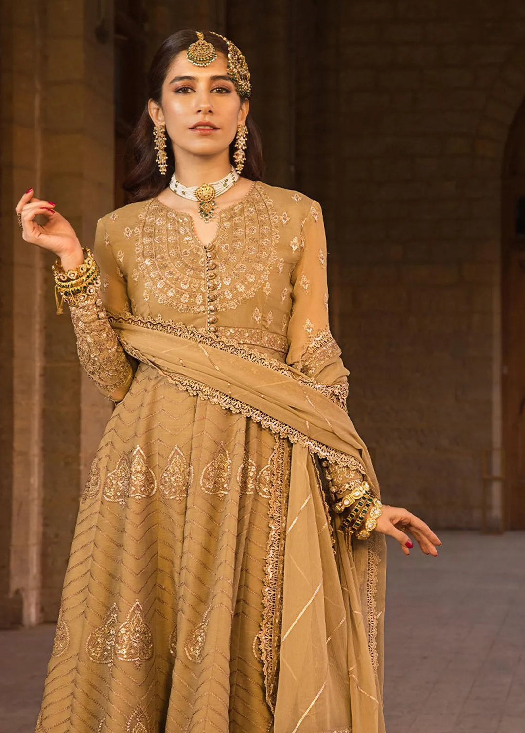 The Mughal Queen by Asim Jofa Embroidered Chiffon Unstitched Suit 3 Piece AJ23MQ AJMQ-11 - Eid Collection