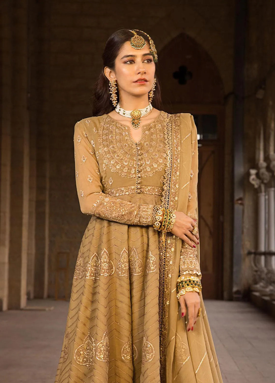 The Mughal Queen by Asim Jofa Embroidered Chiffon Unstitched Suit 3 Piece AJ23MQ AJMQ-11 - Eid Collection