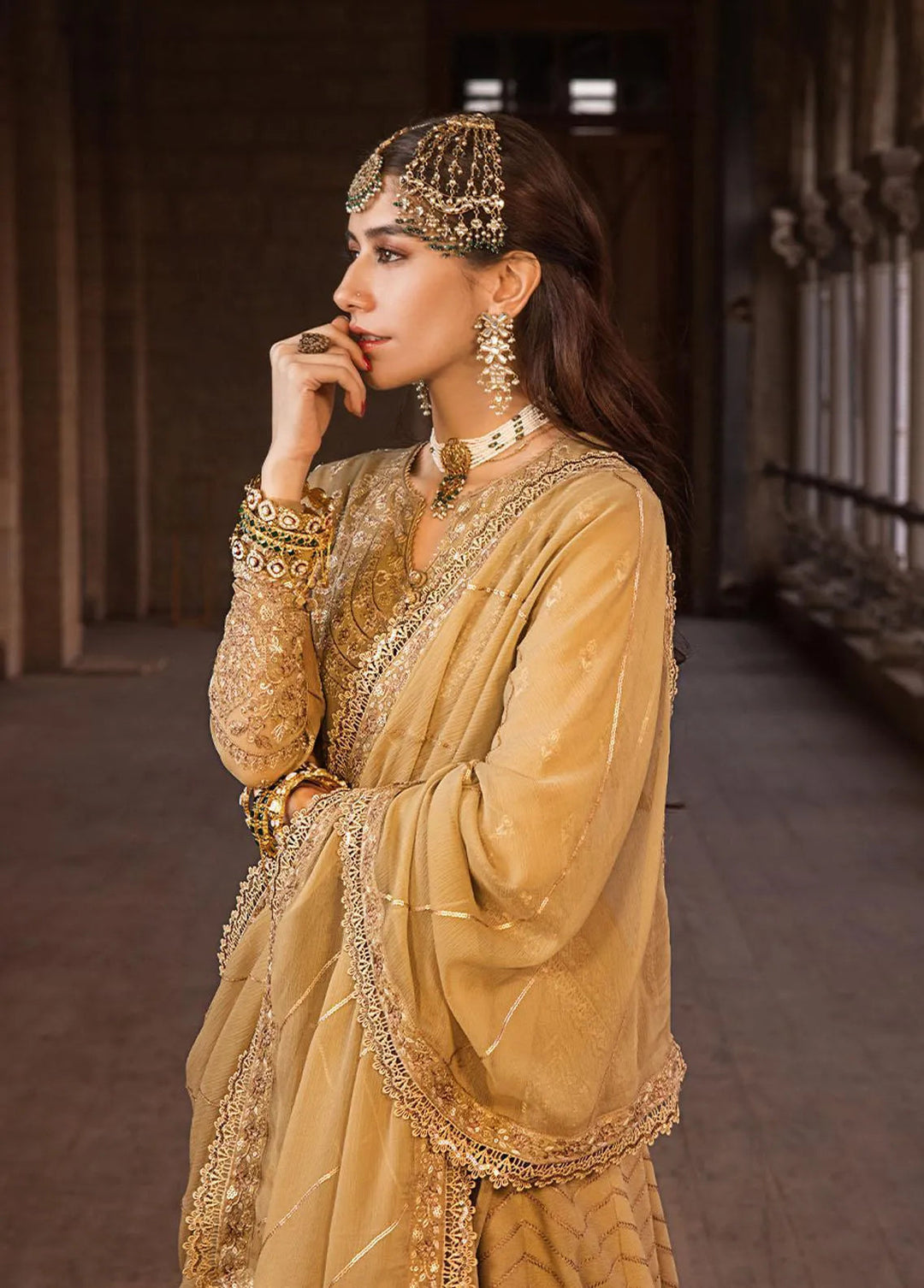 The Mughal Queen by Asim Jofa Embroidered Chiffon Unstitched Suit 3 Piece AJ23MQ AJMQ-11 - Eid Collection