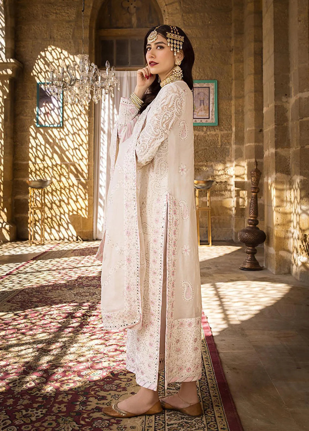 The Mughal Queen by Asim Jofa Embroidered Cotton Unstitched Suit 3 Piece AJ23MQ AJMQ-02 - Eid Collection
