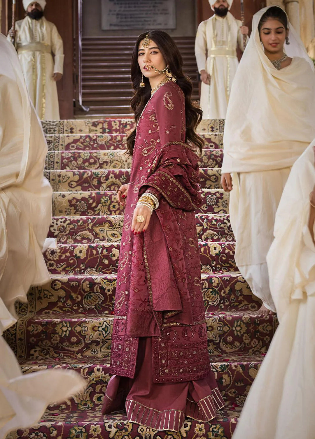 The Mughal Queen by Asim Jofa Embroidered Cotton Unstitched Suit 3 Piece AJ23MQ AJMQ-03 - Eid Collection