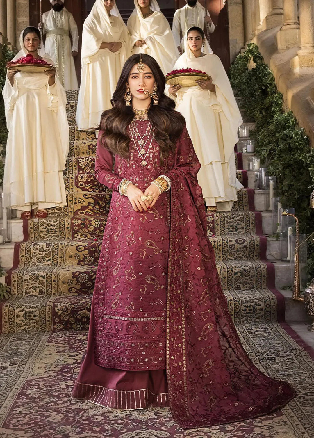 The Mughal Queen by Asim Jofa Embroidered Cotton Unstitched Suit 3 Piece AJ23MQ AJMQ-03 - Eid Collection