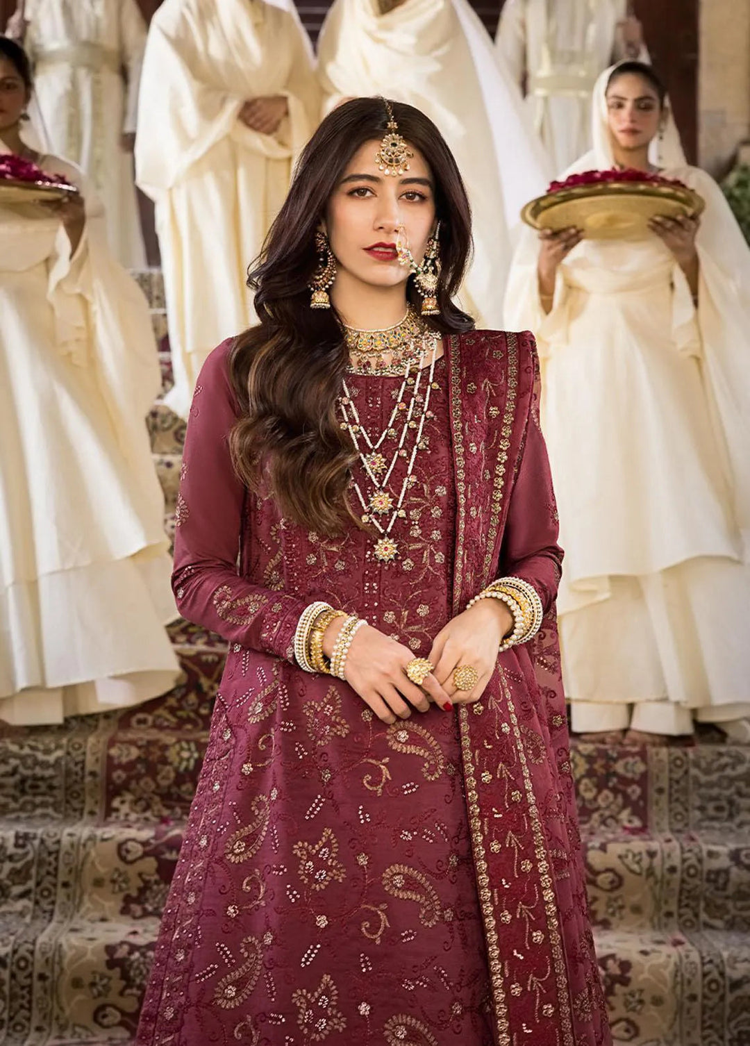 The Mughal Queen by Asim Jofa Embroidered Cotton Unstitched Suit 3 Piece AJ23MQ AJMQ-03 - Eid Collection