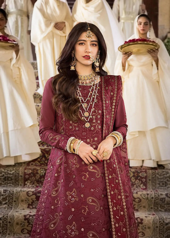 The Mughal Queen by Asim Jofa Embroidered Cotton Unstitched Suit 3 Piece AJ23MQ AJMQ-03 - Eid Collection