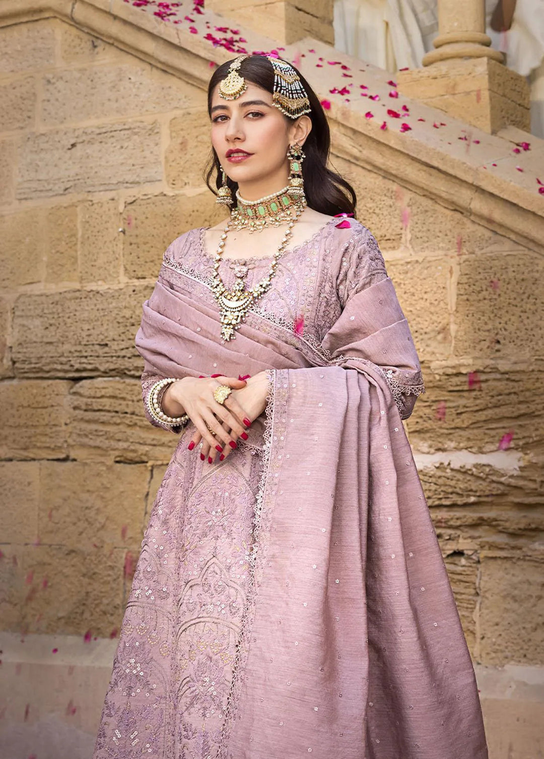 The Mughal Queen by Asim Jofa Embroidered Cotton Unstitched Suit 3 Piece AJ23MQ AJMQ-07 - Eid Collection