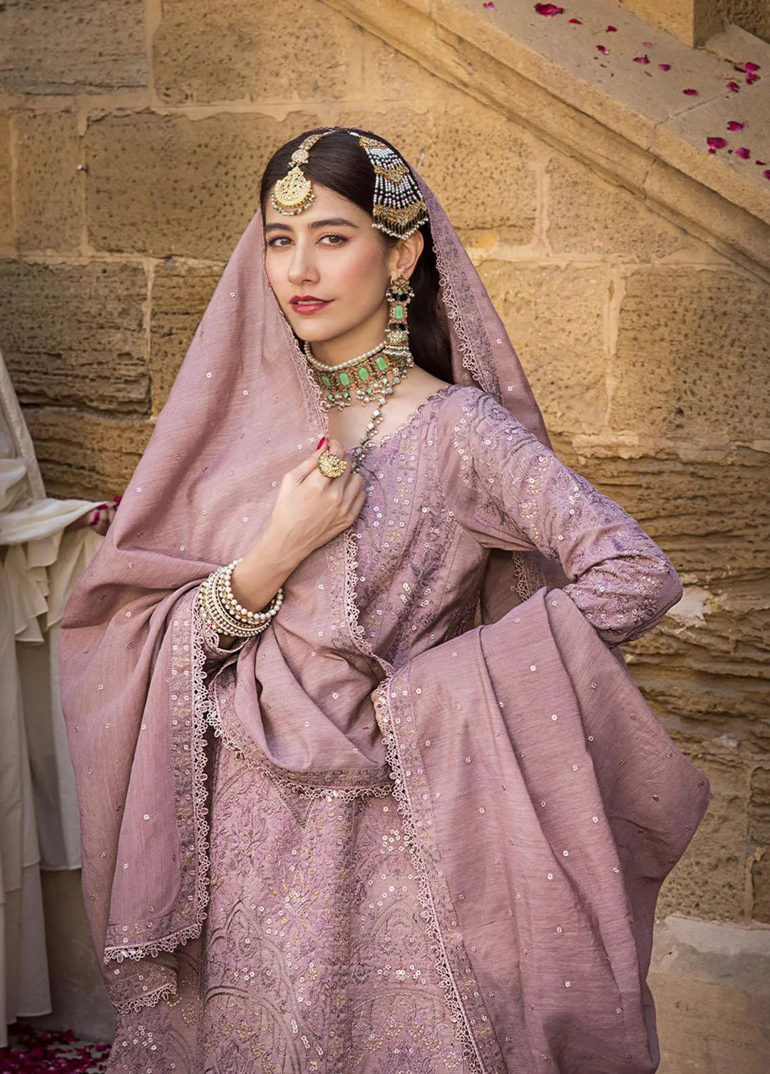 The Mughal Queen by Asim Jofa Embroidered Cotton Unstitched Suit 3 Piece AJ23MQ AJMQ-07 - Eid Collection
