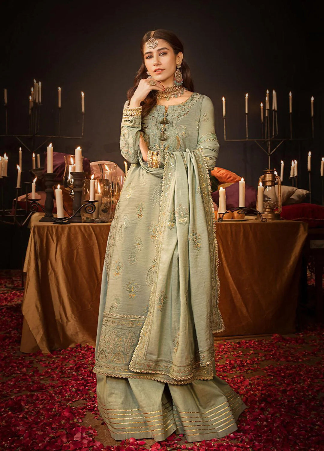 The Mughal Queen by Asim Jofa Embroidered Cotton Unstitched Suit 3 Piece AJ23MQ AJMQ-09 - Eid Collection