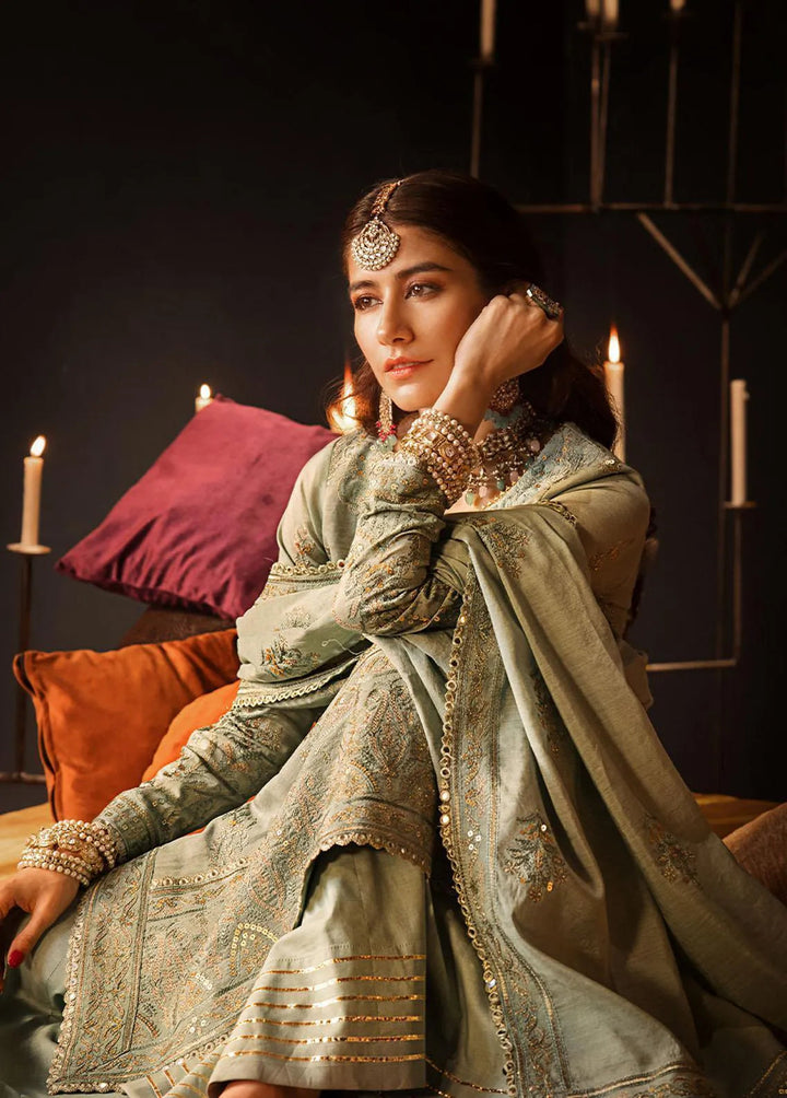 The Mughal Queen by Asim Jofa Embroidered Cotton Unstitched Suit 3 Piece AJ23MQ AJMQ-09 - Eid Collection