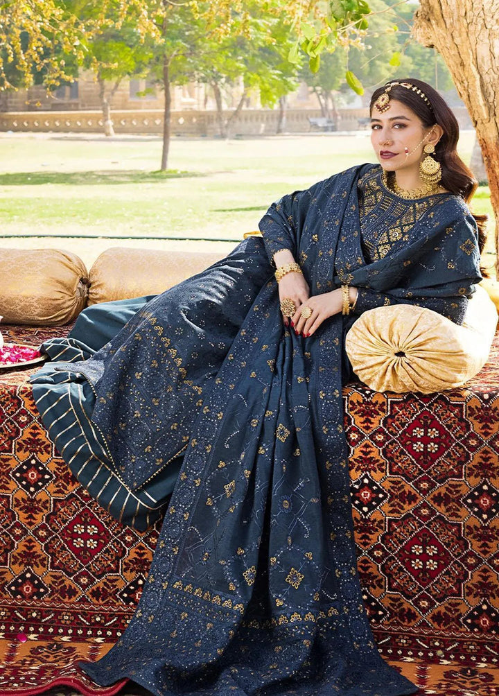 The Mughal Queen by Asim Jofa Embroidered Cotton Unstitched Suit 3 Piece AJ23MQ AJMQ-10 - Eid Collection