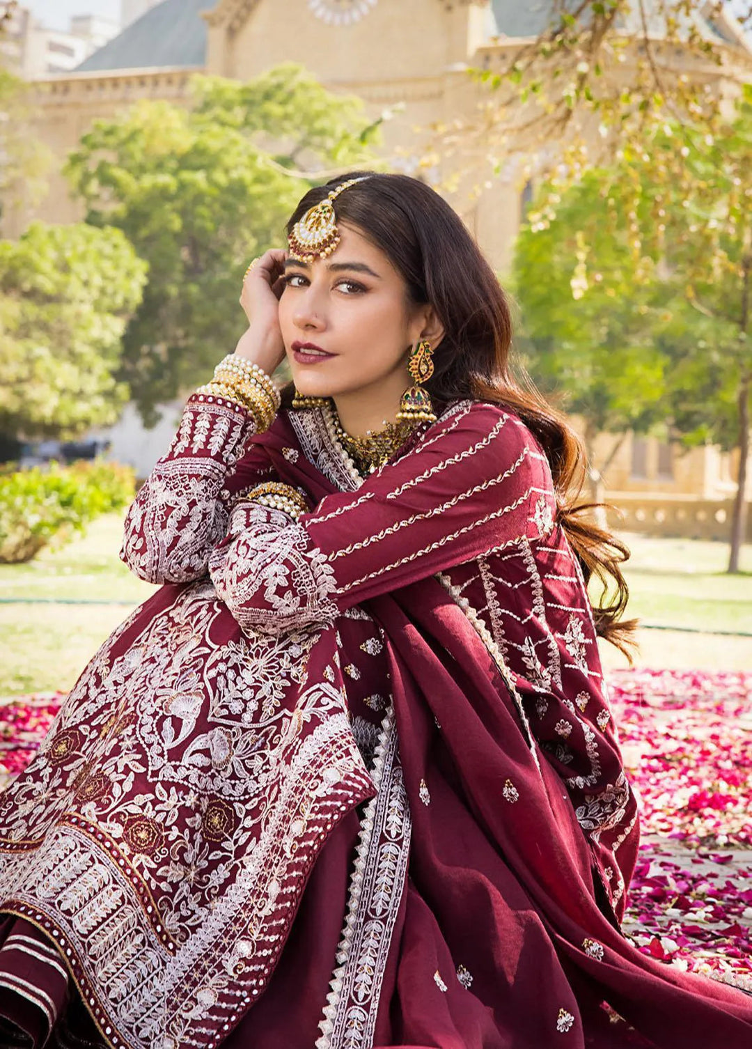 The Mughal Queen by Asim Jofa Embroidered Cotton Unstitched Suit 3 Piece AJ23MQ AJMQ-12 - Eid Collection