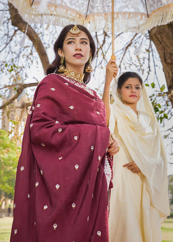 The Mughal Queen by Asim Jofa Embroidered Cotton Unstitched Suit 3 Piece AJ23MQ AJMQ-12 - Eid Collection
