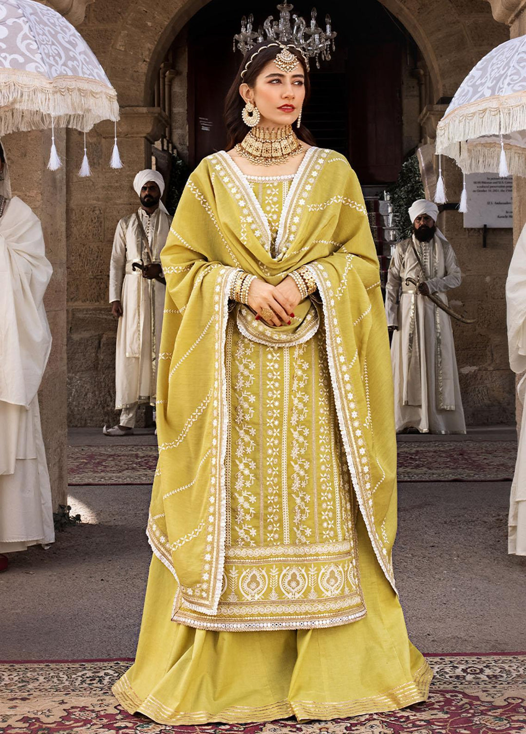 The Mughal Queen by Asim Jofa Embroidered Cotton Suits Unstitched 3 Piece AJ23MQ AJMQ-01 - Eid Collection