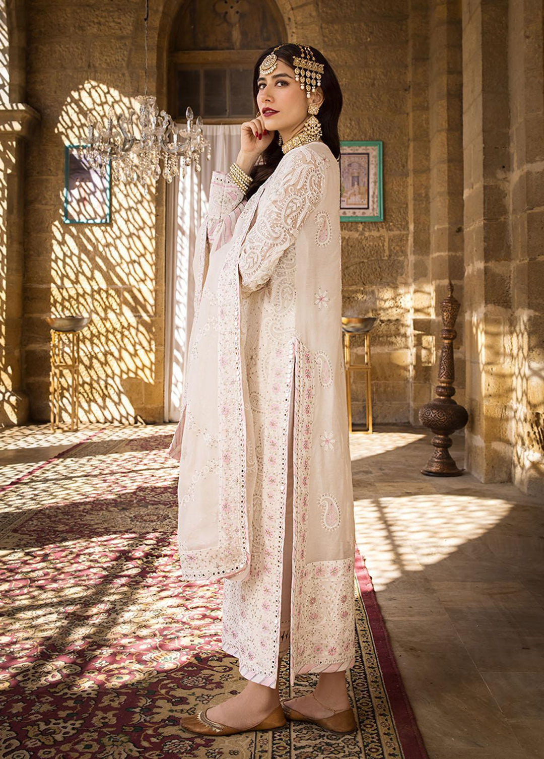 The Mughal Queen by Asim Jofa Embroidered Cotton Suits Unstitched 3 Piece AJ23MQ AJMQ-02 - Eid Collection