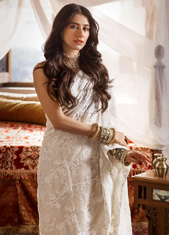 The Mughal Queen by Asim Jofa Embroidered Cotton Unstitched Saree AJ23MQ AJMQ-05 - Eid Collection