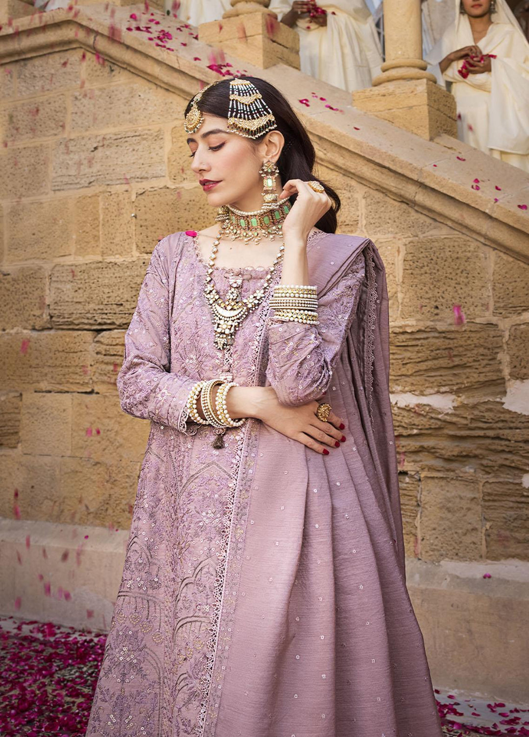 The Mughal Queen by Asim Jofa Embroidered Cotton Suits Unstitched 3 Piece AJ23MQ AJMQ-07 - Eid Collection