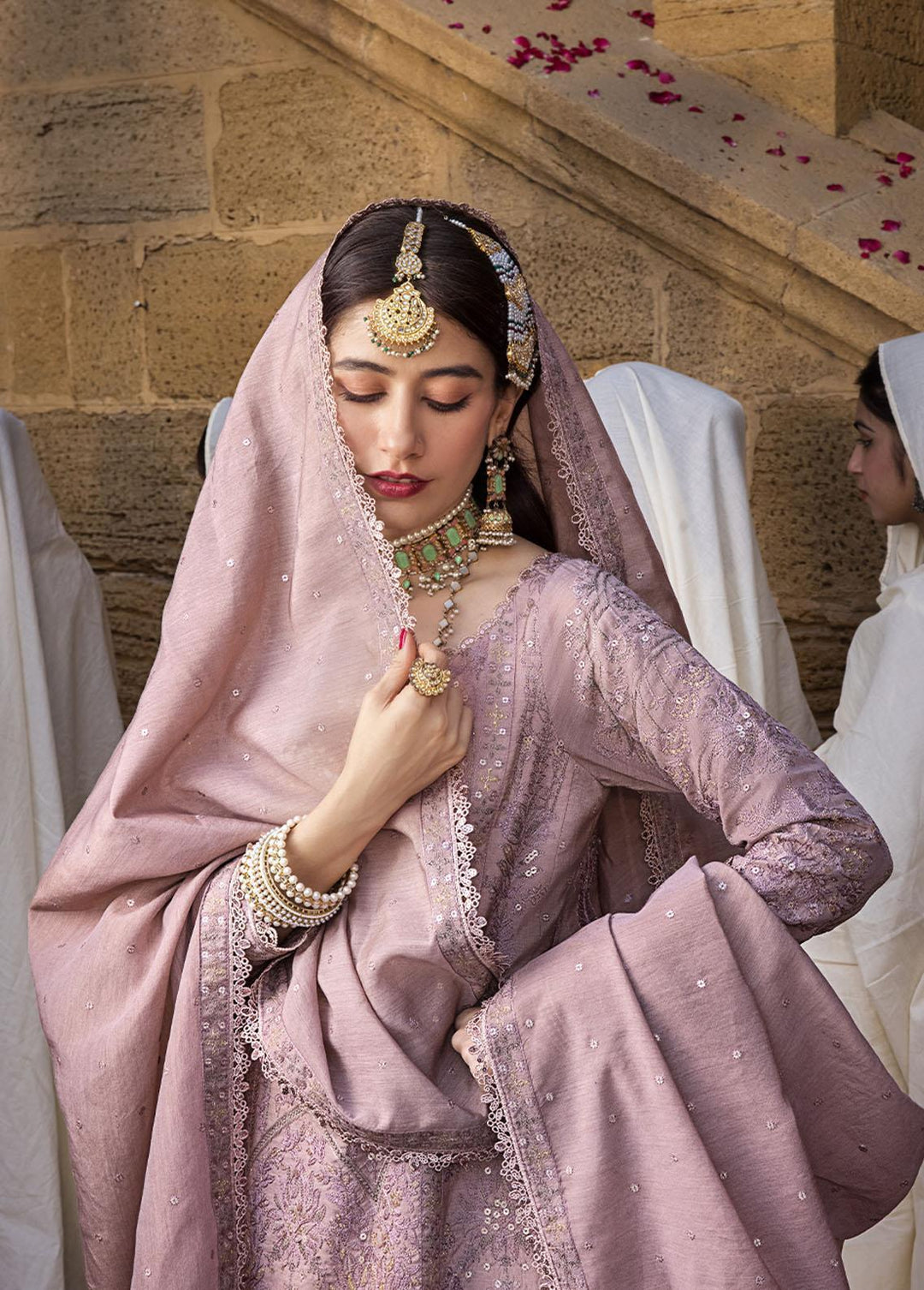 The Mughal Queen by Asim Jofa Embroidered Cotton Suits Unstitched 3 Piece AJ23MQ AJMQ-07 - Eid Collection
