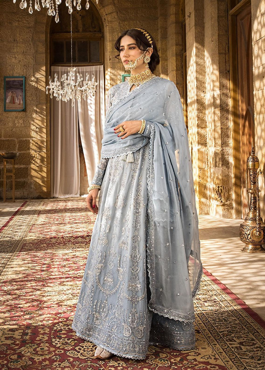 The Mughal Queen by Asim Jofa Embroidered Chiffon Suits Unstitched 3 Piece AJ23MQ AJMQ-08 - Eid Collection