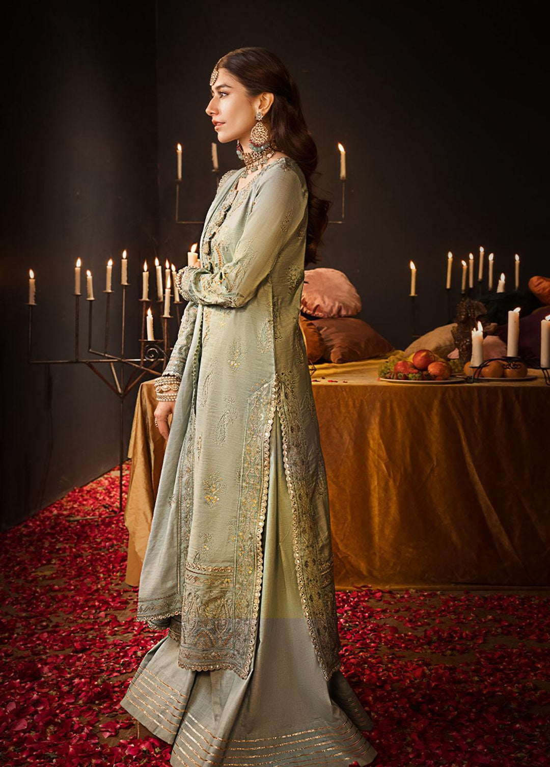 The Mughal Queen by Asim Jofa Embroidered Cotton Suits Unstitched 3 Piece AJ23MQ AJMQ-09 - Eid Collection