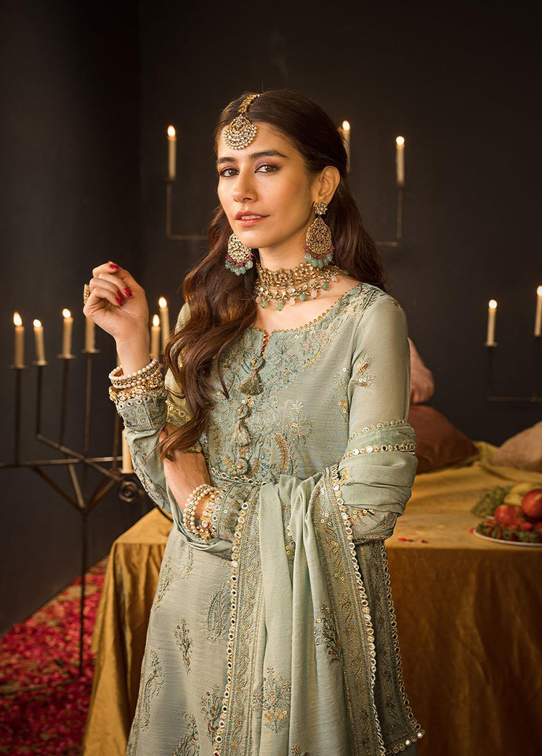 The Mughal Queen by Asim Jofa Embroidered Cotton Suits Unstitched 3 Piece AJ23MQ AJMQ-09 - Eid Collection