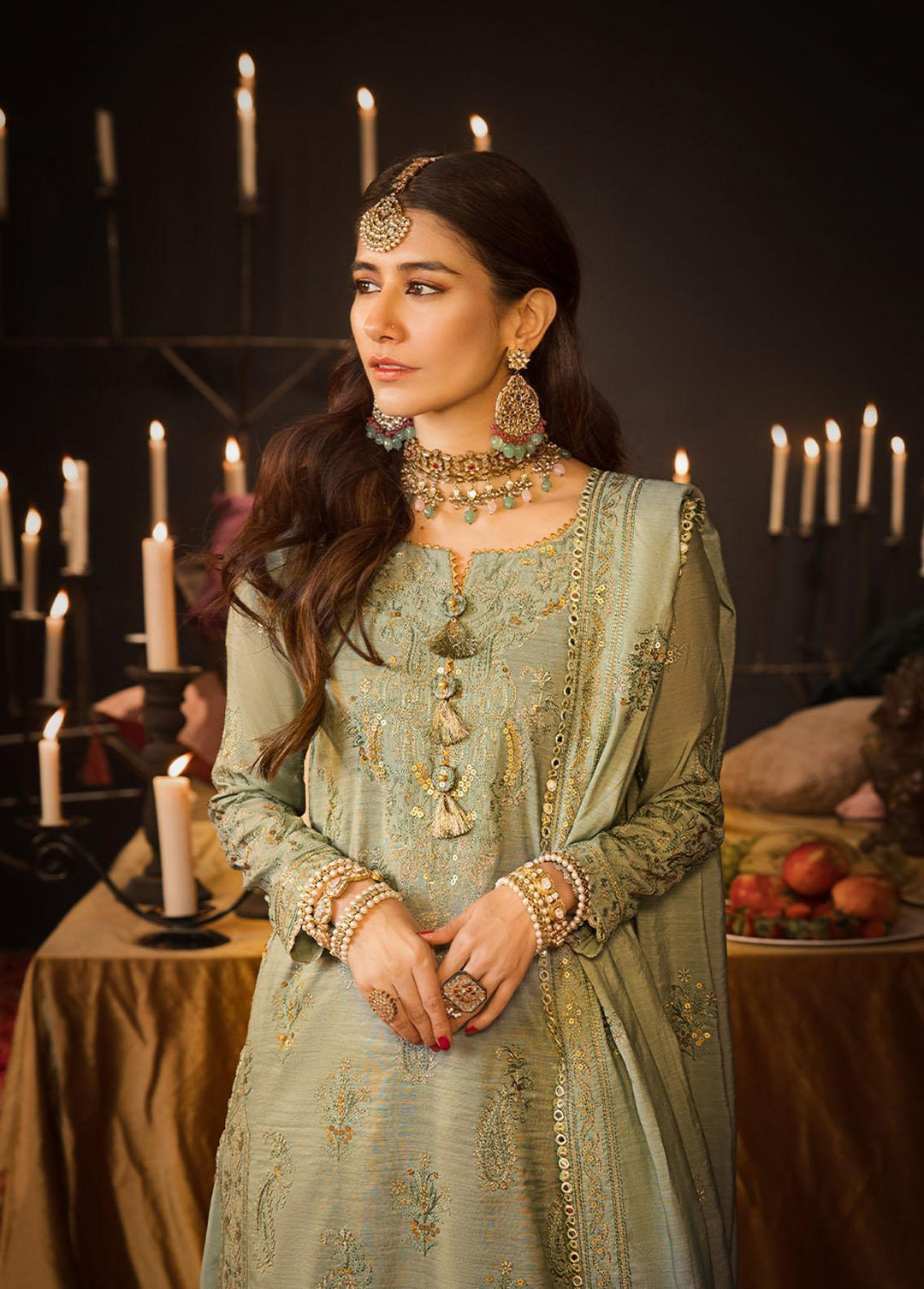 The Mughal Queen by Asim Jofa Embroidered Cotton Suits Unstitched 3 Piece AJ23MQ AJMQ-09 - Eid Collection