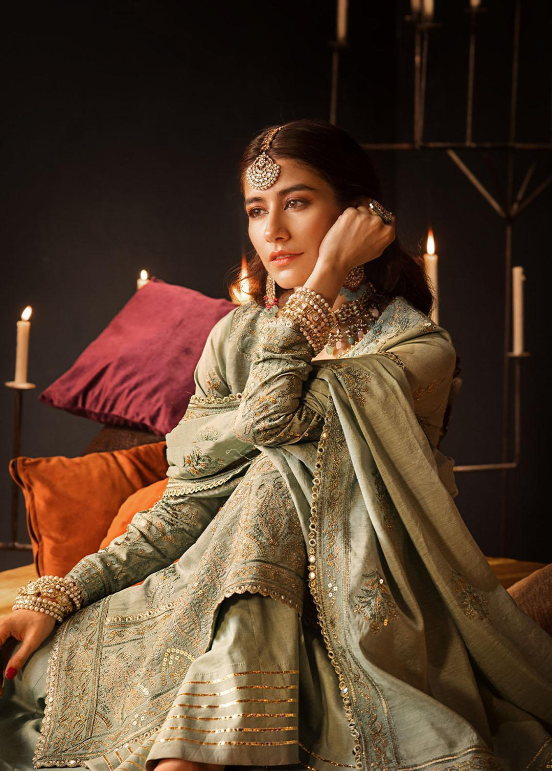 The Mughal Queen by Asim Jofa Embroidered Cotton Suits Unstitched 3 Piece AJ23MQ AJMQ-09 - Eid Collection