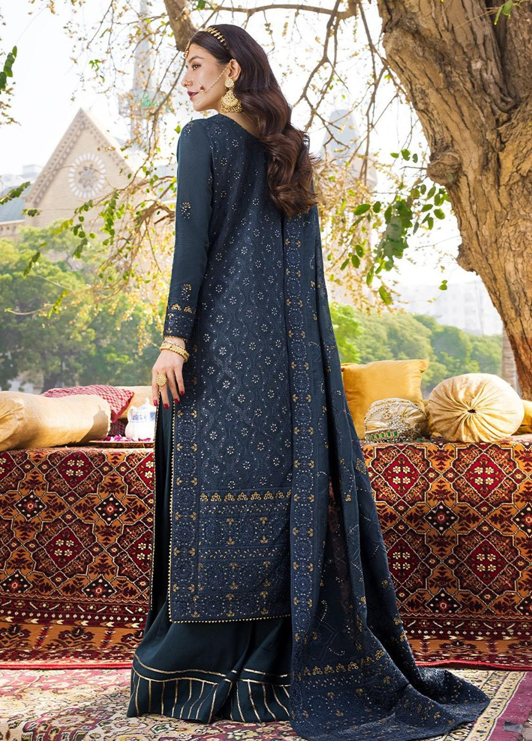 The Mughal Queen by Asim Jofa Embroidered Cotton Suits Unstitched 3 Piece AJ23MQ AJMQ-10 - Eid Collection