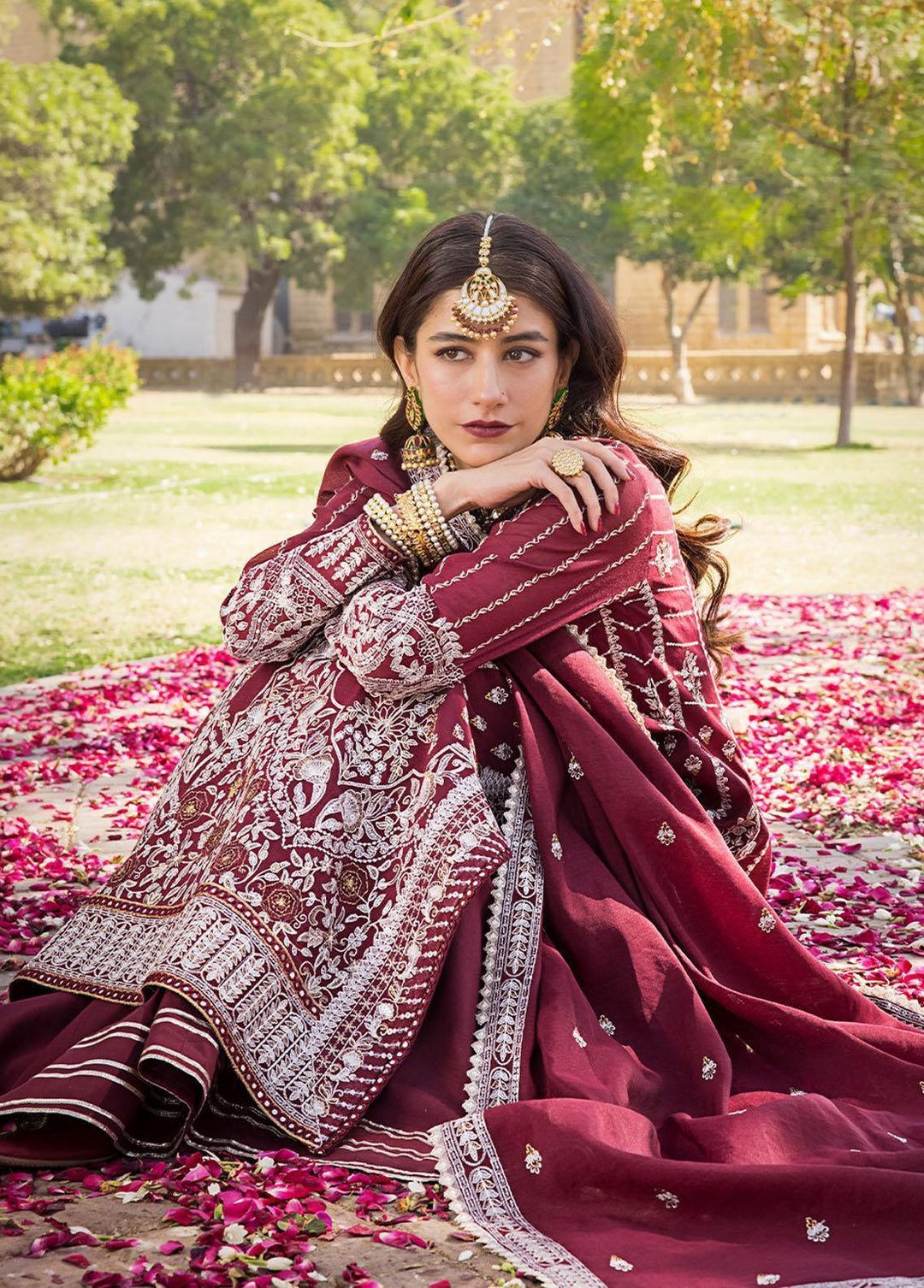 The Mughal Queen by Asim Jofa Embroidered Cotton Suits Unstitched 3 Piece AJ23MQ AJMQ-12 - Eid Collection