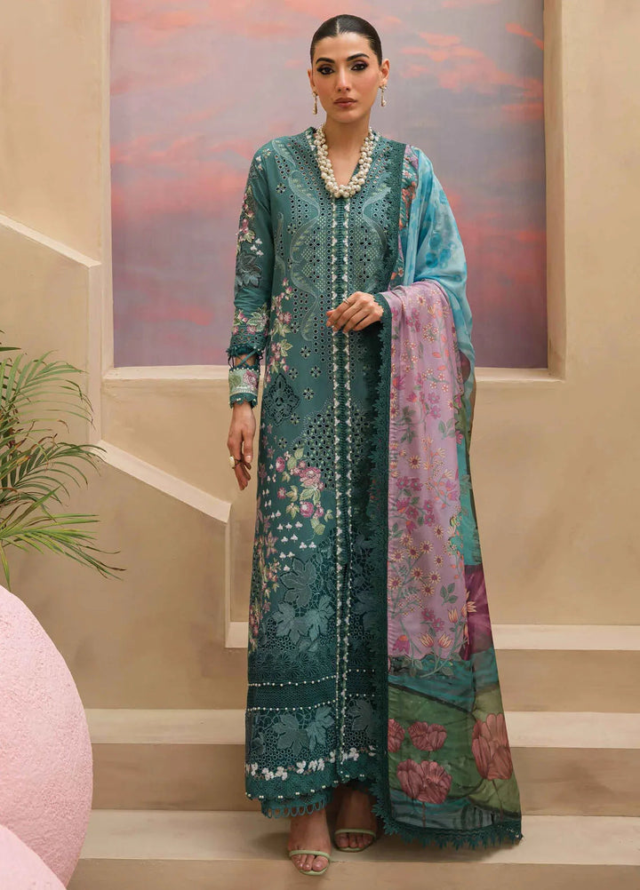 The Painted Garden by Afrozeh Embroidered Lawn Suit Unstitched 3 Piece AF24PG D-01 Stellar Sage - Summer Collection