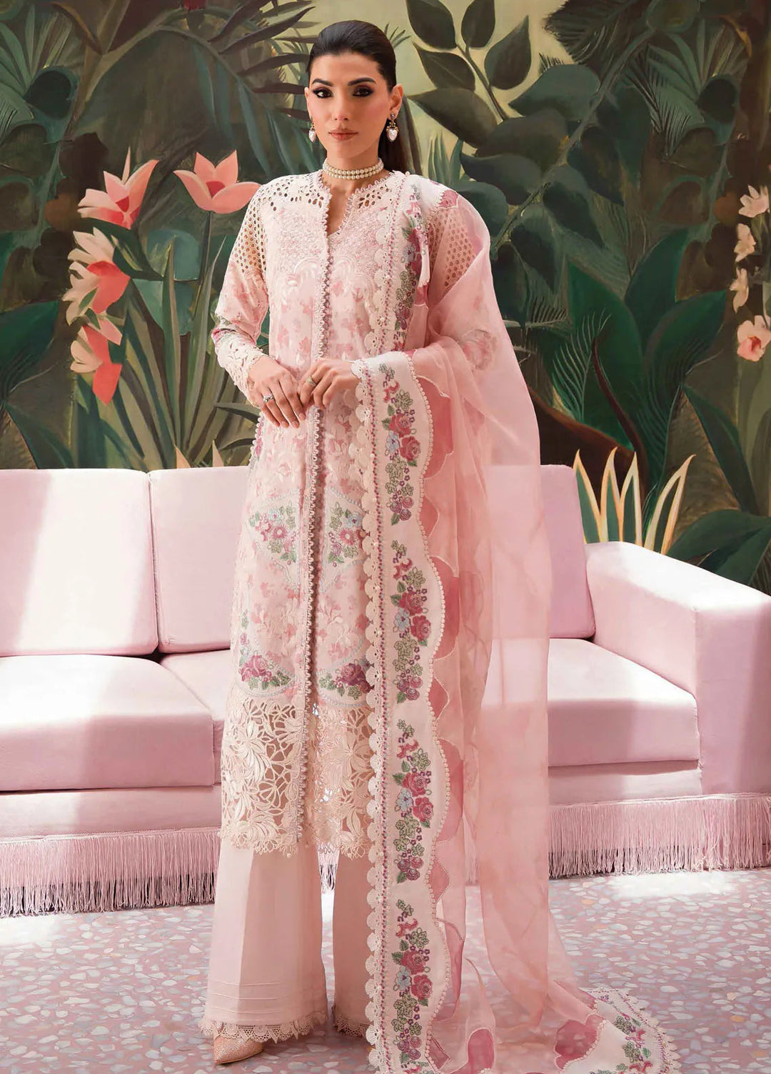 The Painted Garden by Afrozeh Embroidered Lawn Suit Unstitched 3 Piece AF24PG D-04 Daisy Dream - Summer Collection