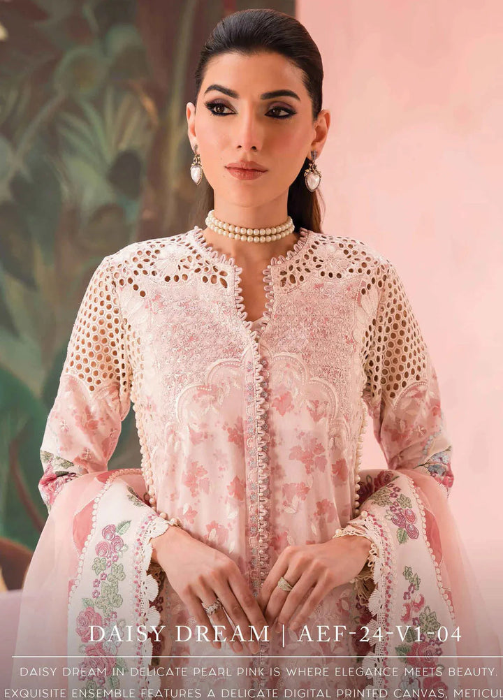 The Painted Garden by Afrozeh Embroidered Lawn Suit Unstitched 3 Piece AF24PG D-04 Daisy Dream - Summer Collection