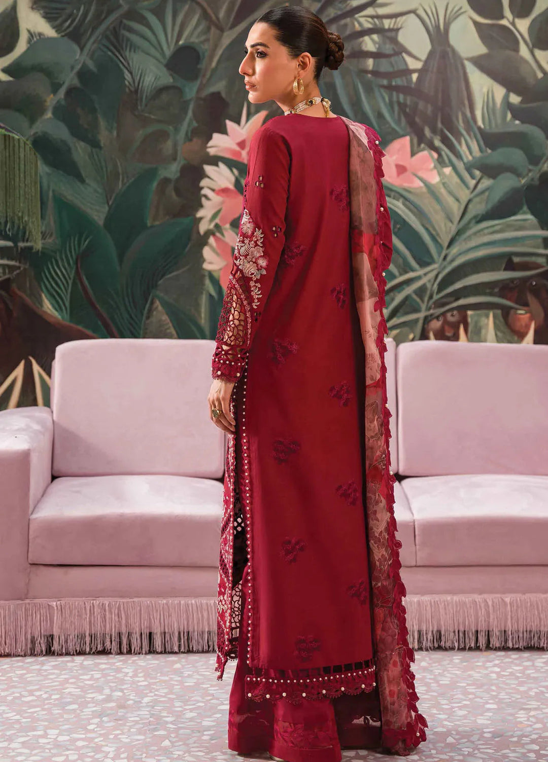 The Painted Garden by Afrozeh Embroidered Lawn Suit Unstitched 3 Piece AF24PG D-06 Dahlia Dusk - Summer Collection