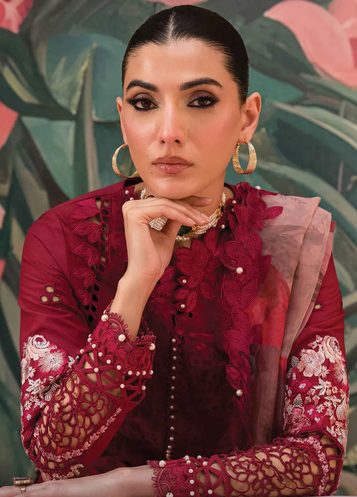 The Painted Garden by Afrozeh Embroidered Lawn Suit Unstitched 3 Piece AF24PG D-06 Dahlia Dusk - Summer Collection