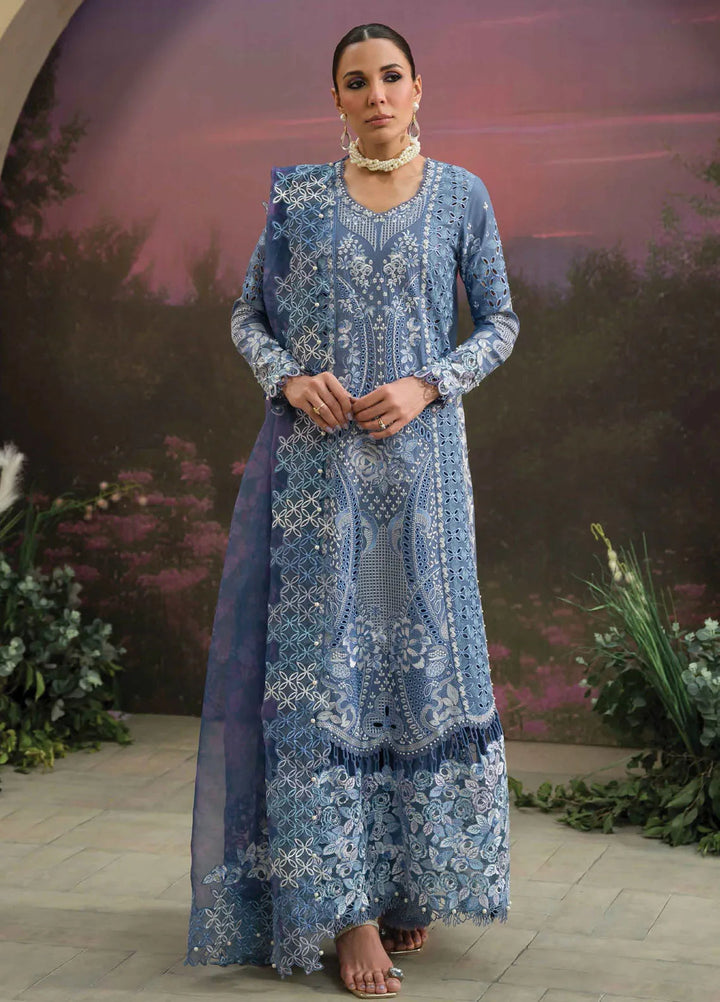The Painted Garden by Afrozeh Embroidered Lawn Suit Unstitched 3 Piece AF24PG D-07 Indigo Ink - Summer Collection
