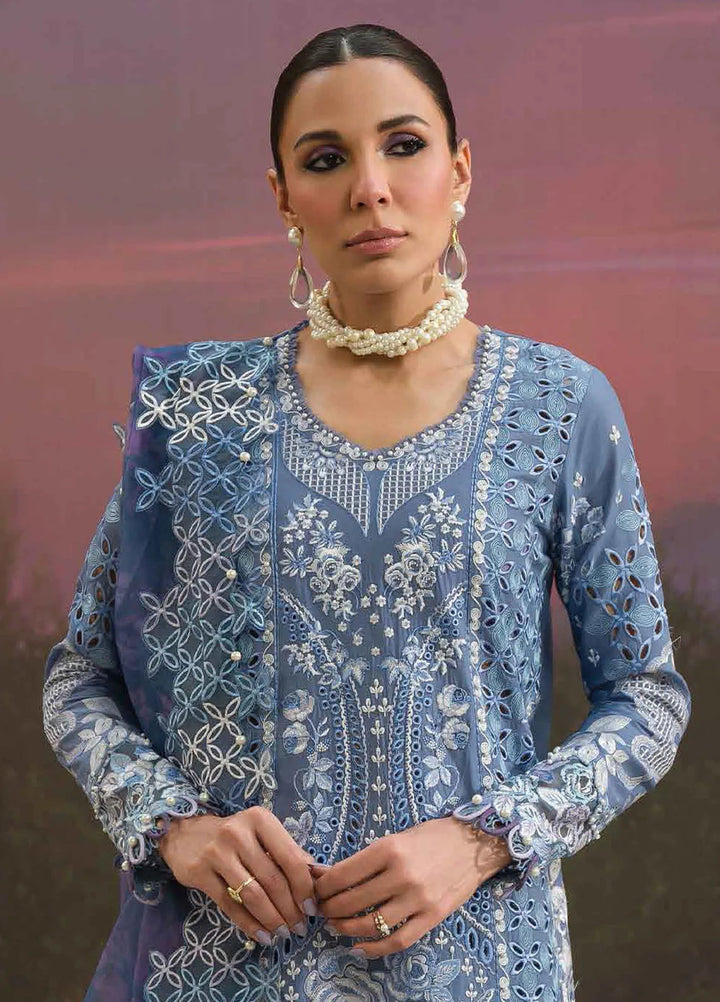 The Painted Garden by Afrozeh Embroidered Lawn Suit Unstitched 3 Piece AF24PG D-07 Indigo Ink - Summer Collection