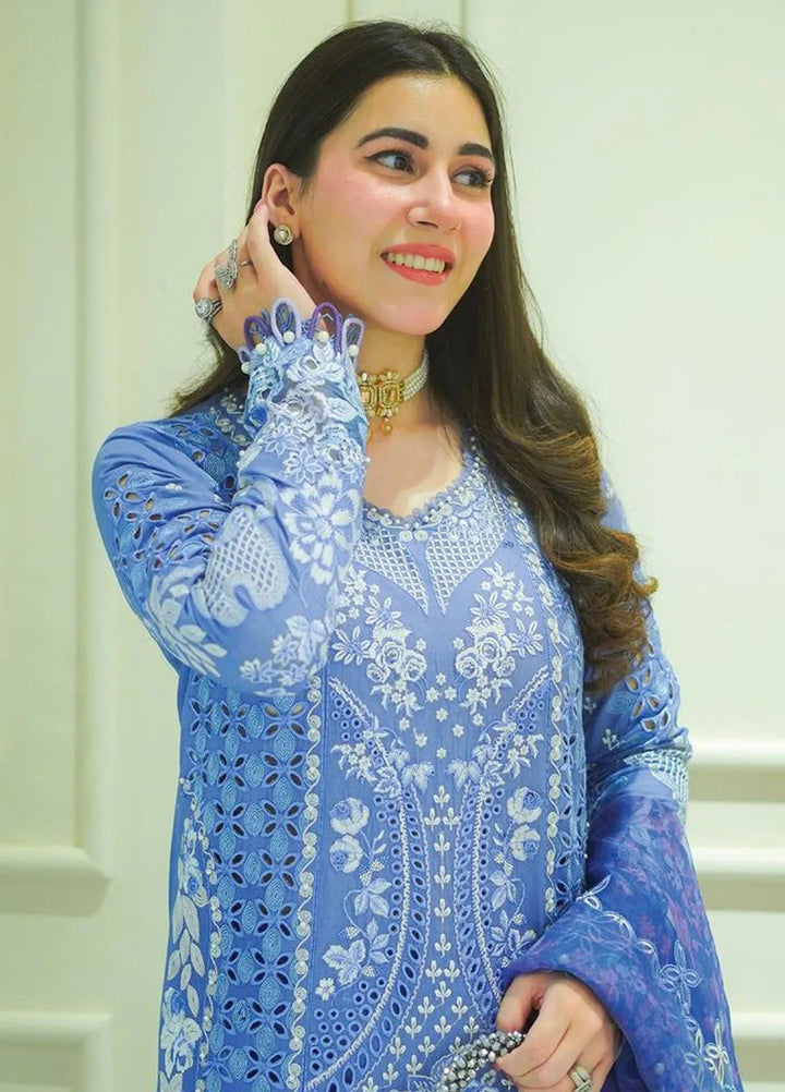 The Painted Garden by Afrozeh Embroidered Lawn Suit Unstitched 3 Piece AF24PG D-07 Indigo Ink - Summer Collection