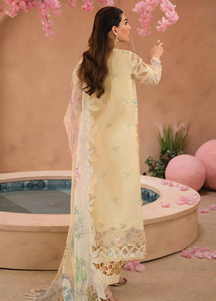 The Painted Garden by Afrozeh Embroidered Lawn Suit Unstitched 3 Piece AF24PG D-08 Sweet Saffron - Summer Collection