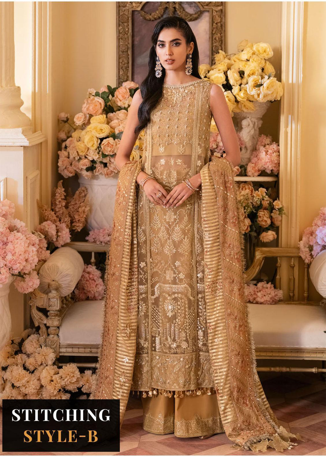 The Royal Palace By Nureh Embroidered Organza Suits Unstitched 3 Piece NU23RP NL-42 - Luxury Formal Collection
