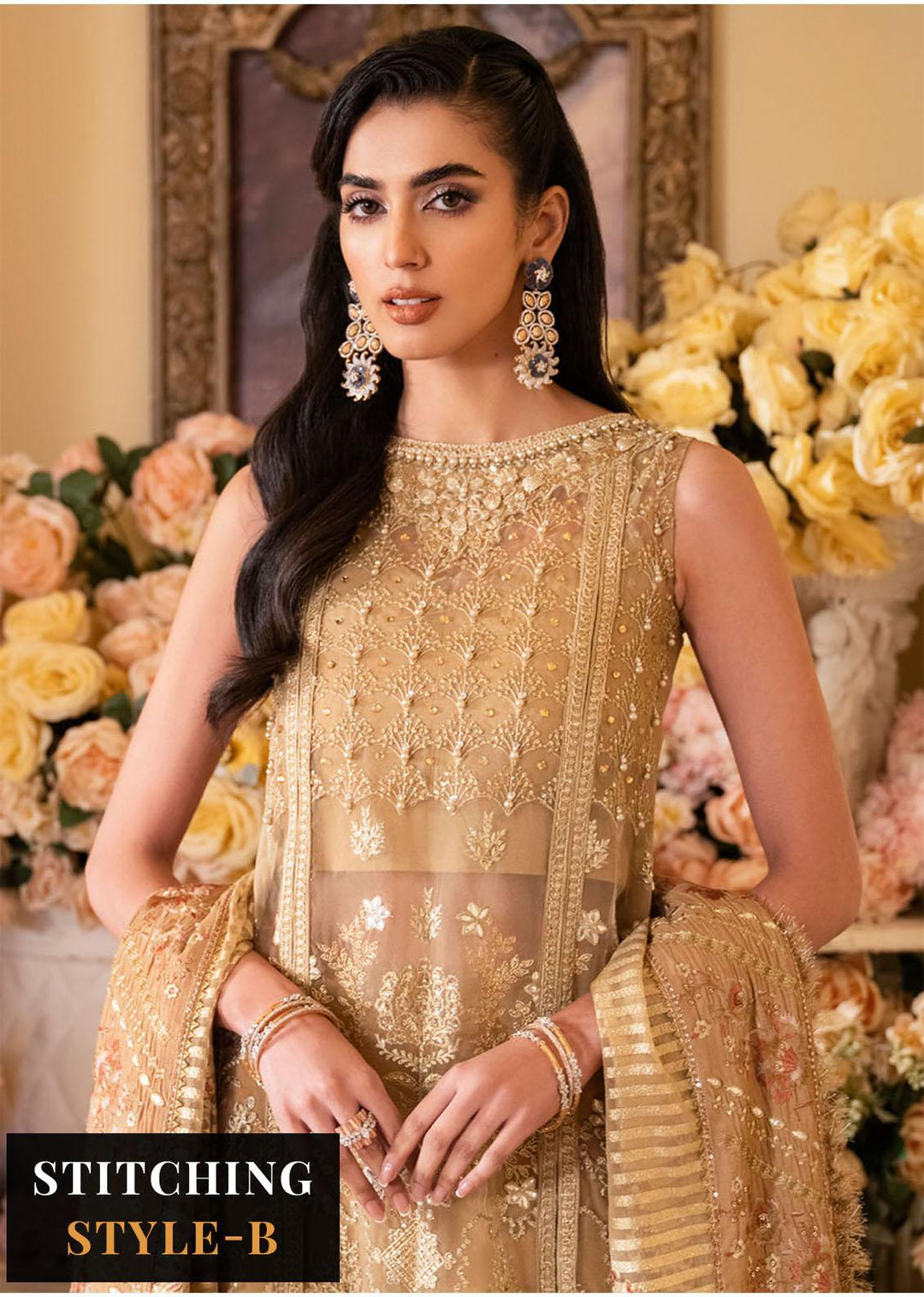 The Royal Palace By Nureh Embroidered Organza Suits Unstitched 3 Piece NU23RP NL-42 - Luxury Formal Collection