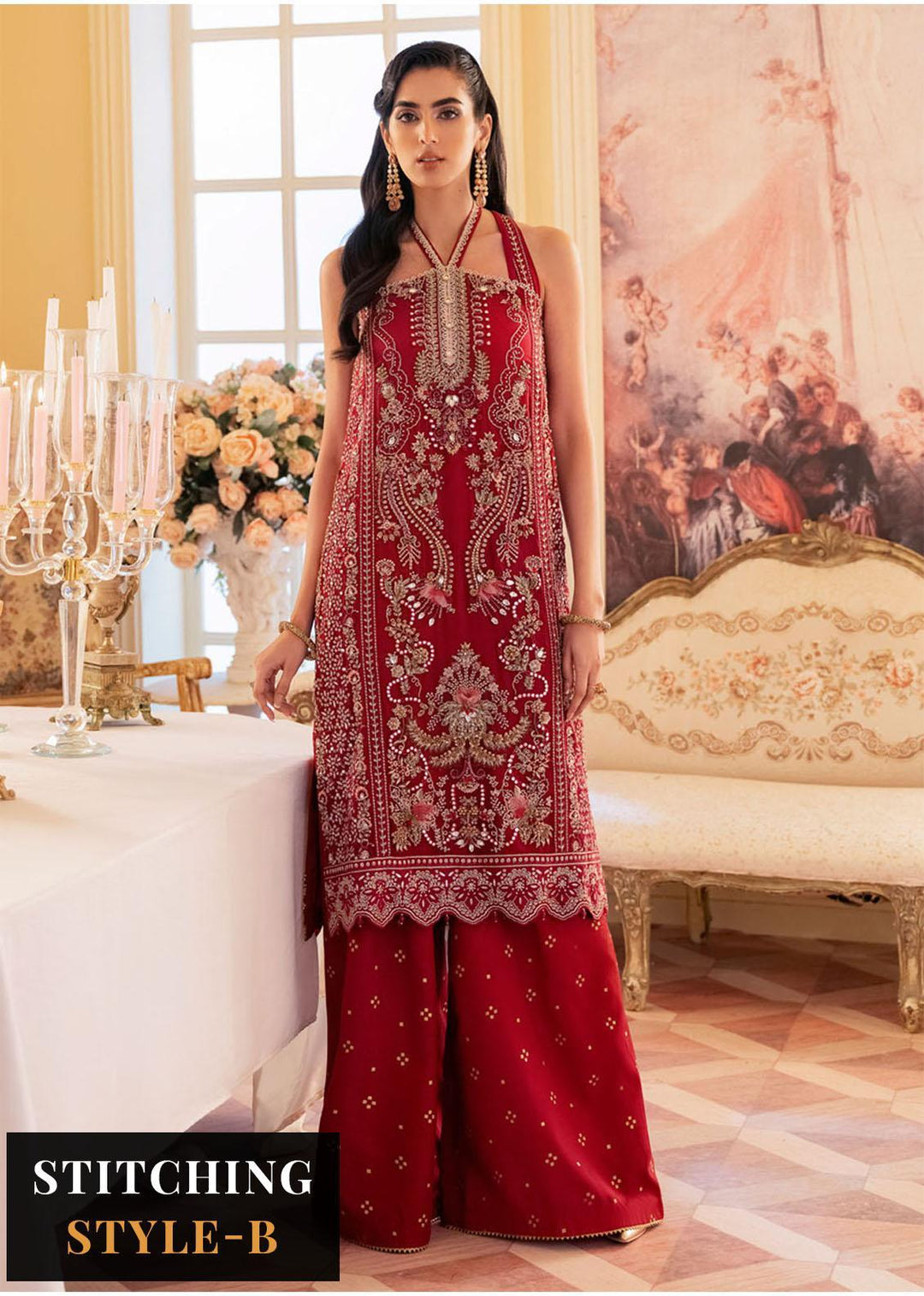 The Royal Palace By Nureh Embroidered Chiffon Suits Unstitched 3 Piece NU23RP NL-43 - Luxury Formal Collection