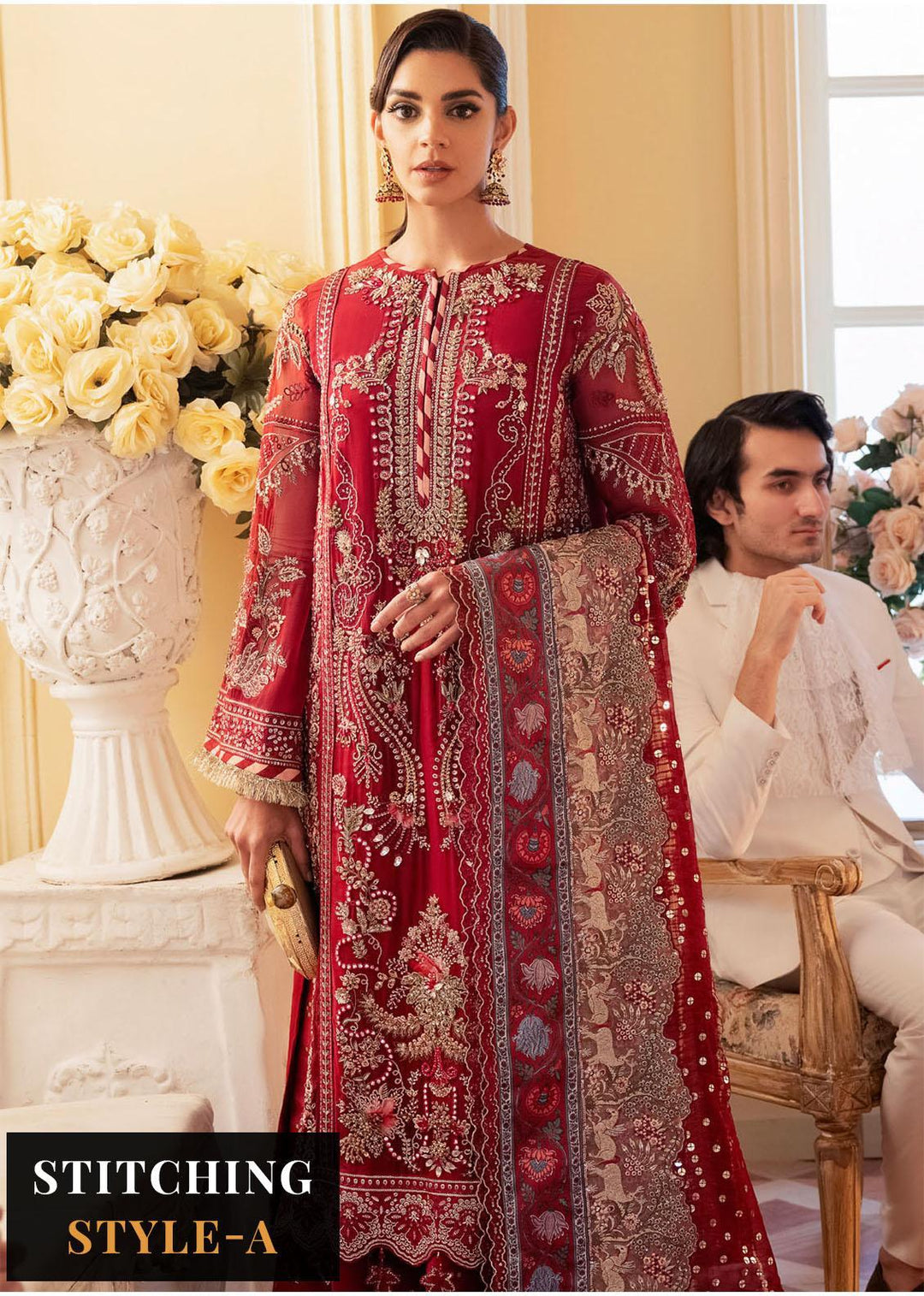The Royal Palace By Nureh Embroidered Chiffon Suits Unstitched 3 Piece NU23RP NL-43 - Luxury Formal Collection