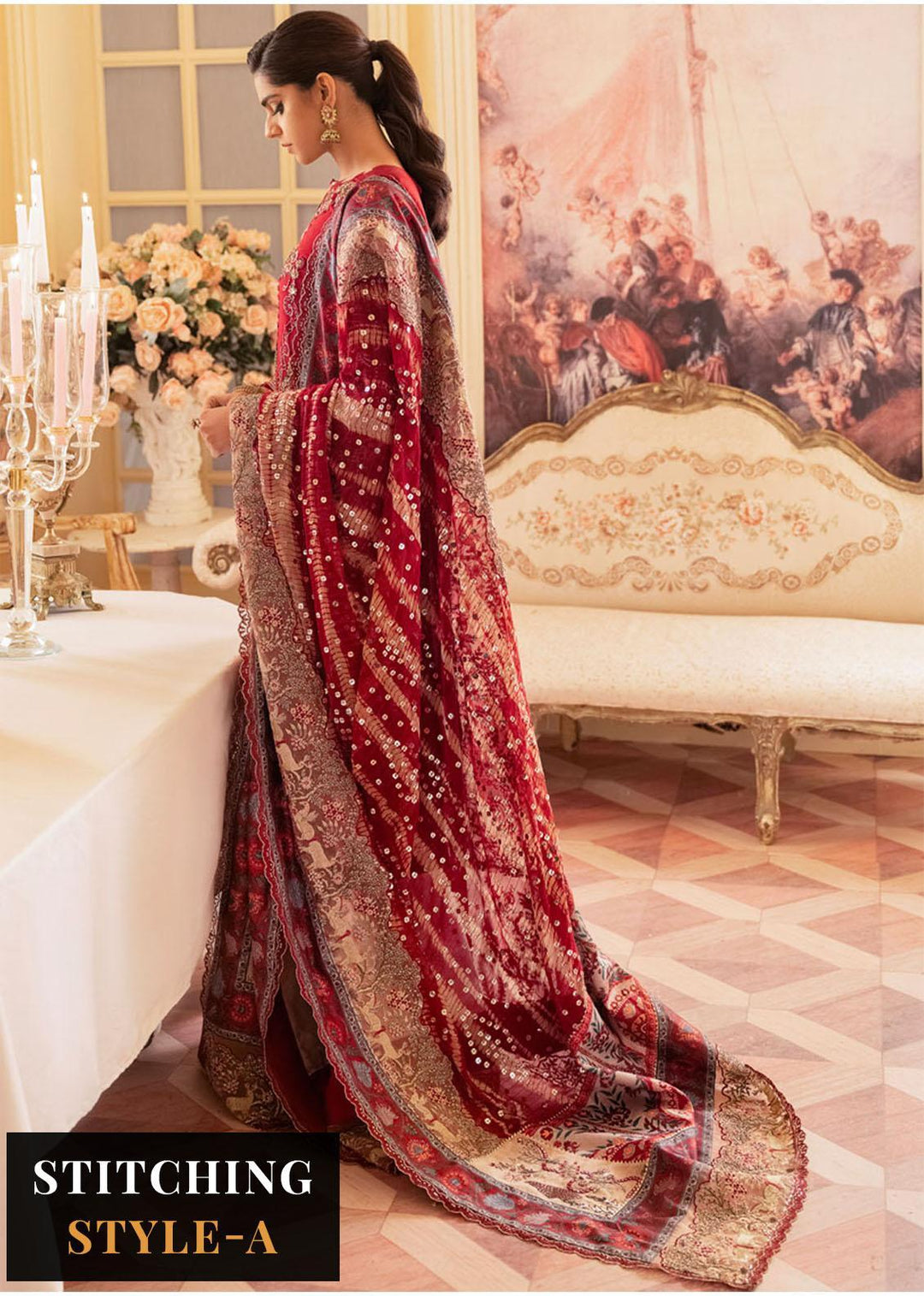 The Royal Palace By Nureh Embroidered Chiffon Suits Unstitched 3 Piece NU23RP NL-43 - Luxury Formal Collection