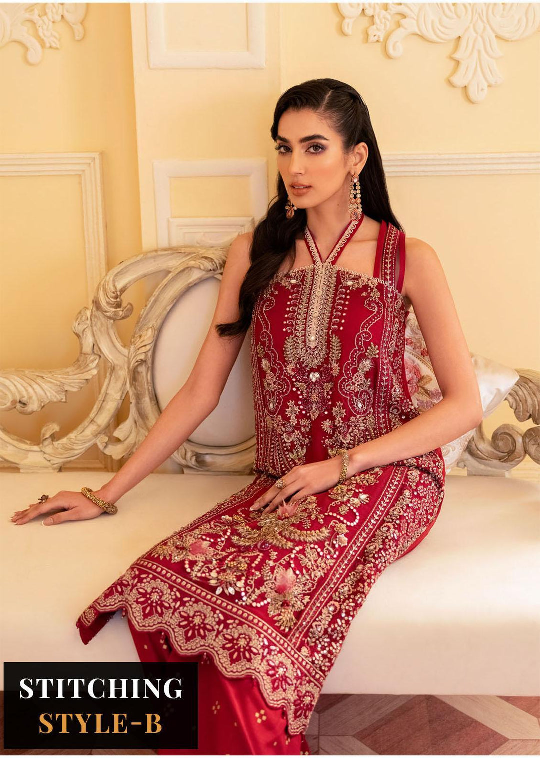 The Royal Palace By Nureh Embroidered Chiffon Suits Unstitched 3 Piece NU23RP NL-43 - Luxury Formal Collection