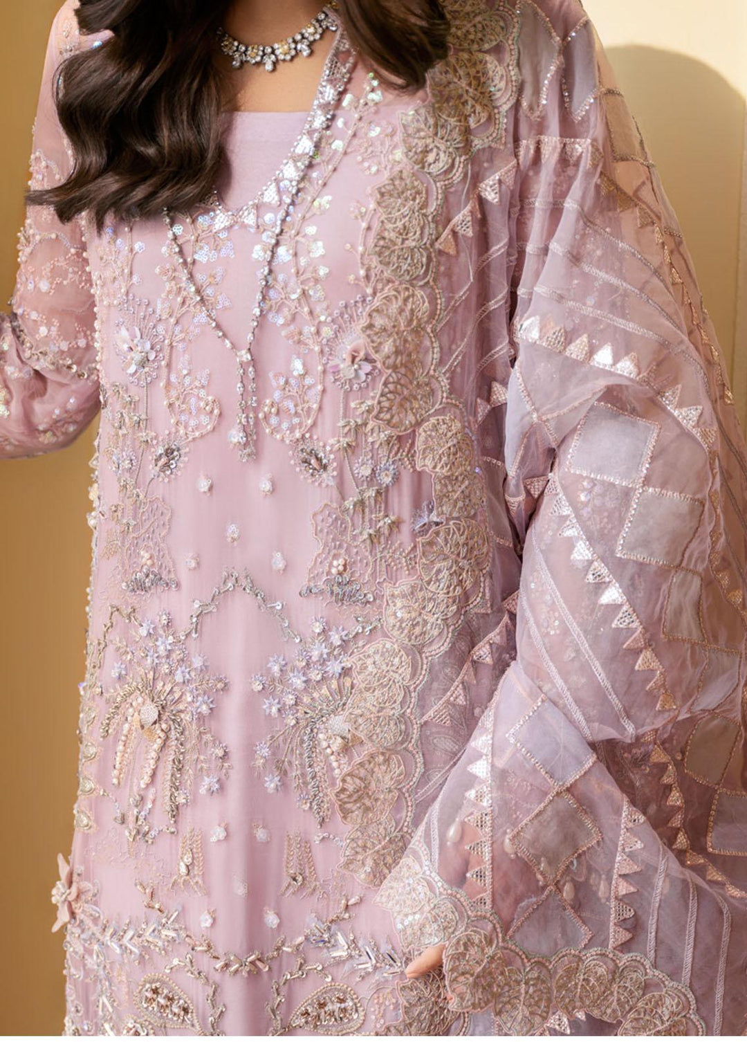 The Royal Palace By Nureh Embroidered Chiffon Suits Unstitched 3 Piece NU23RP NL-44 - Luxury Formal Collection