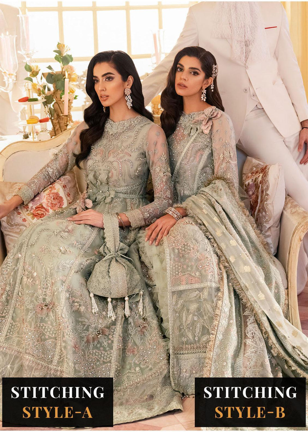 The Royal Palace By Nureh Embroidered Organza Suits Unstitched 3 Piece NU23RP NL-45 - Luxury Formal Collection