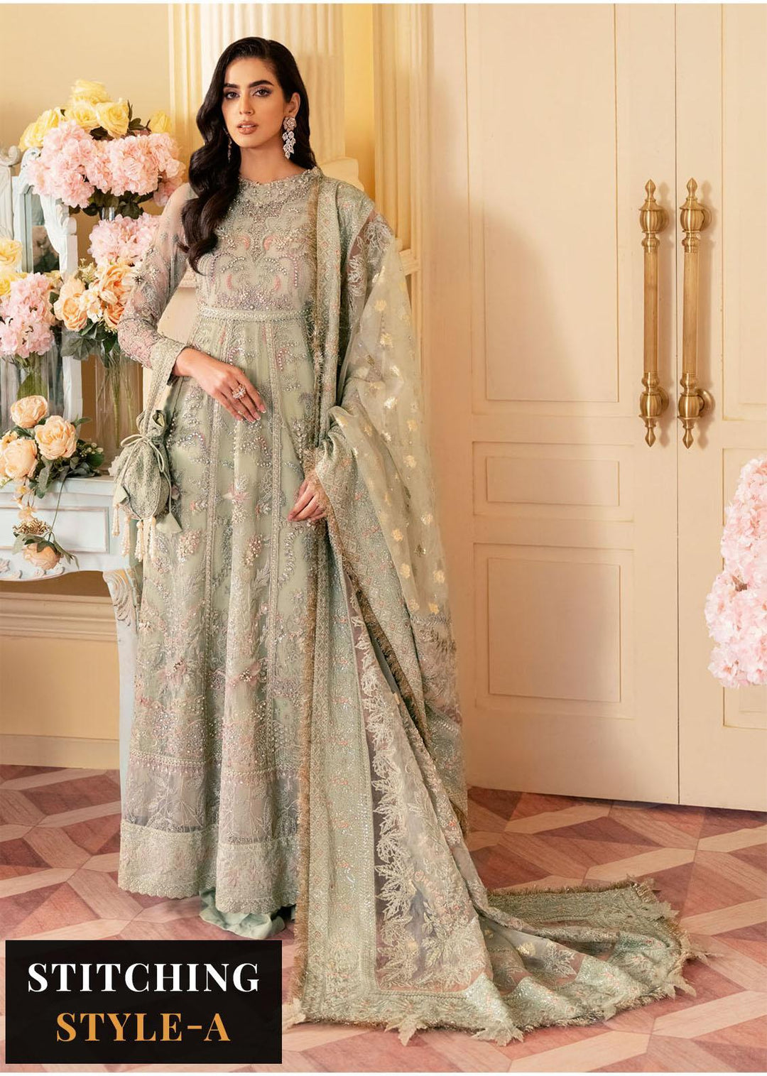 The Royal Palace By Nureh Embroidered Organza Suits Unstitched 3 Piece NU23RP NL-45 - Luxury Formal Collection