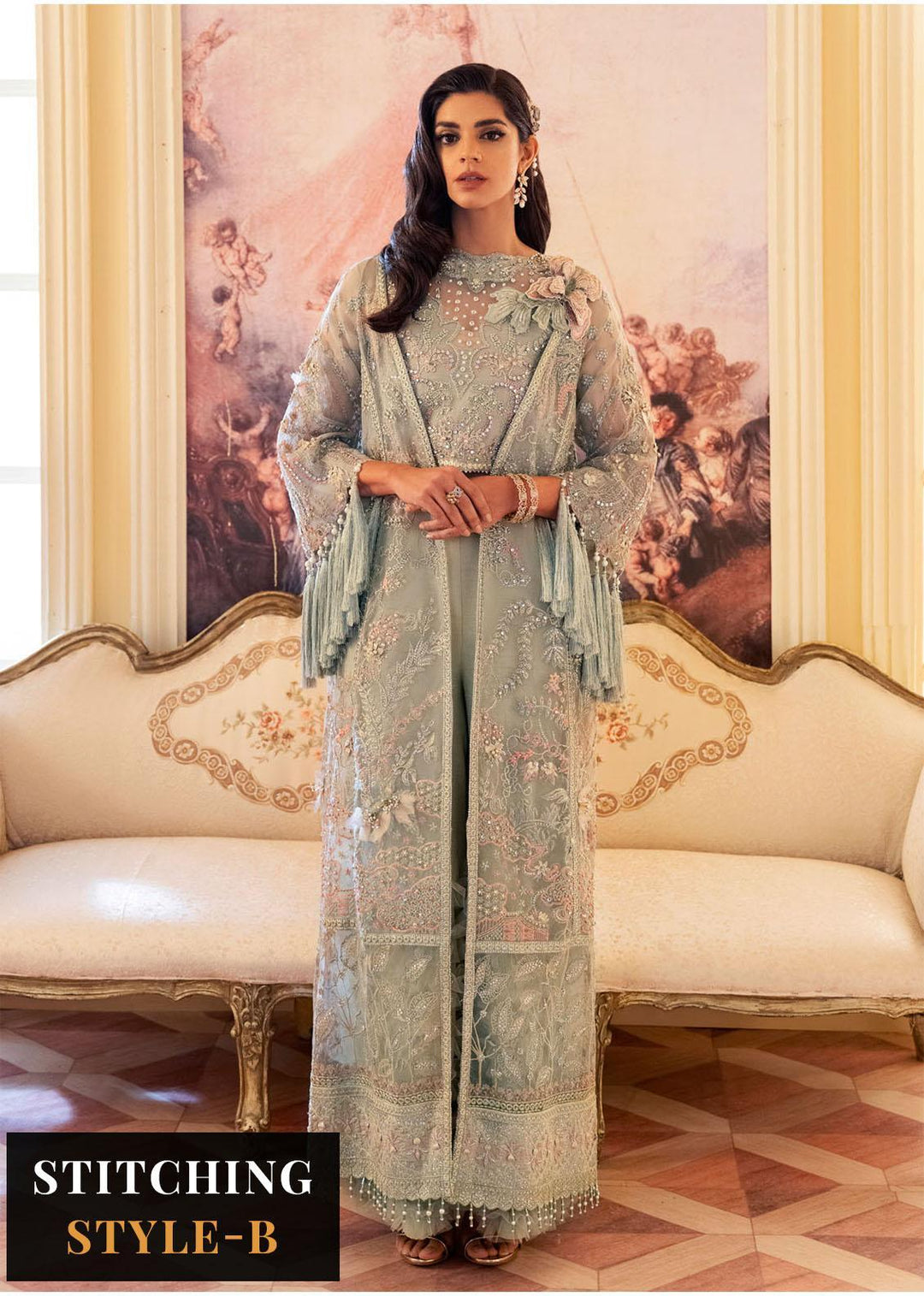 The Royal Palace By Nureh Embroidered Organza Suits Unstitched 3 Piece NU23RP NL-45 - Luxury Formal Collection